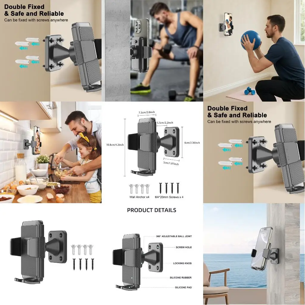  Universal Wooden Surfaces Phone Bracket Rack Easy Installation No Tools Required