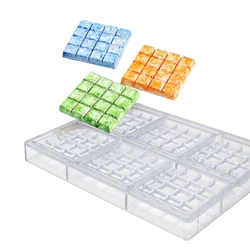 6 Cells Square Grid Choc Moulds Polycarbonate Chocolate Molds Durable Confectionery Baking Tools Transparent PC Candy Bake Tray