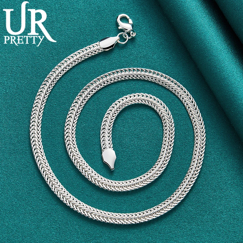 URPRETTY 925 Sterling Silver 6mm High-Quality And Minimalist Necklace 18 Inch Chain For Woman Man Wedding Party Jewelry