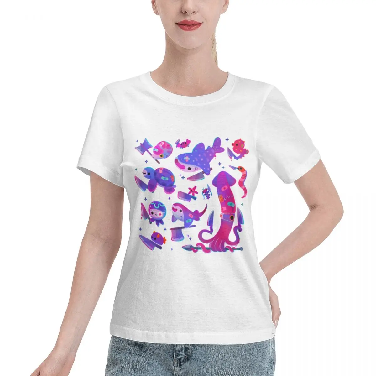 Ootd Favorite Stabby Marine Life Women's T-shirt Sports Fitness Home Casual Tee