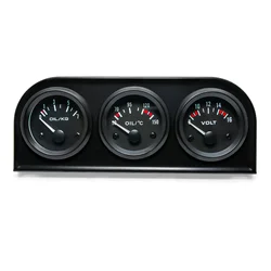3 In 1 Voltmeter Oil Temp Gauge Oil Pressure Gauge OIL/KG Triple kit With 1/8NPT Temp&Pressure Sensor 52MM Car Meter Panel 12V