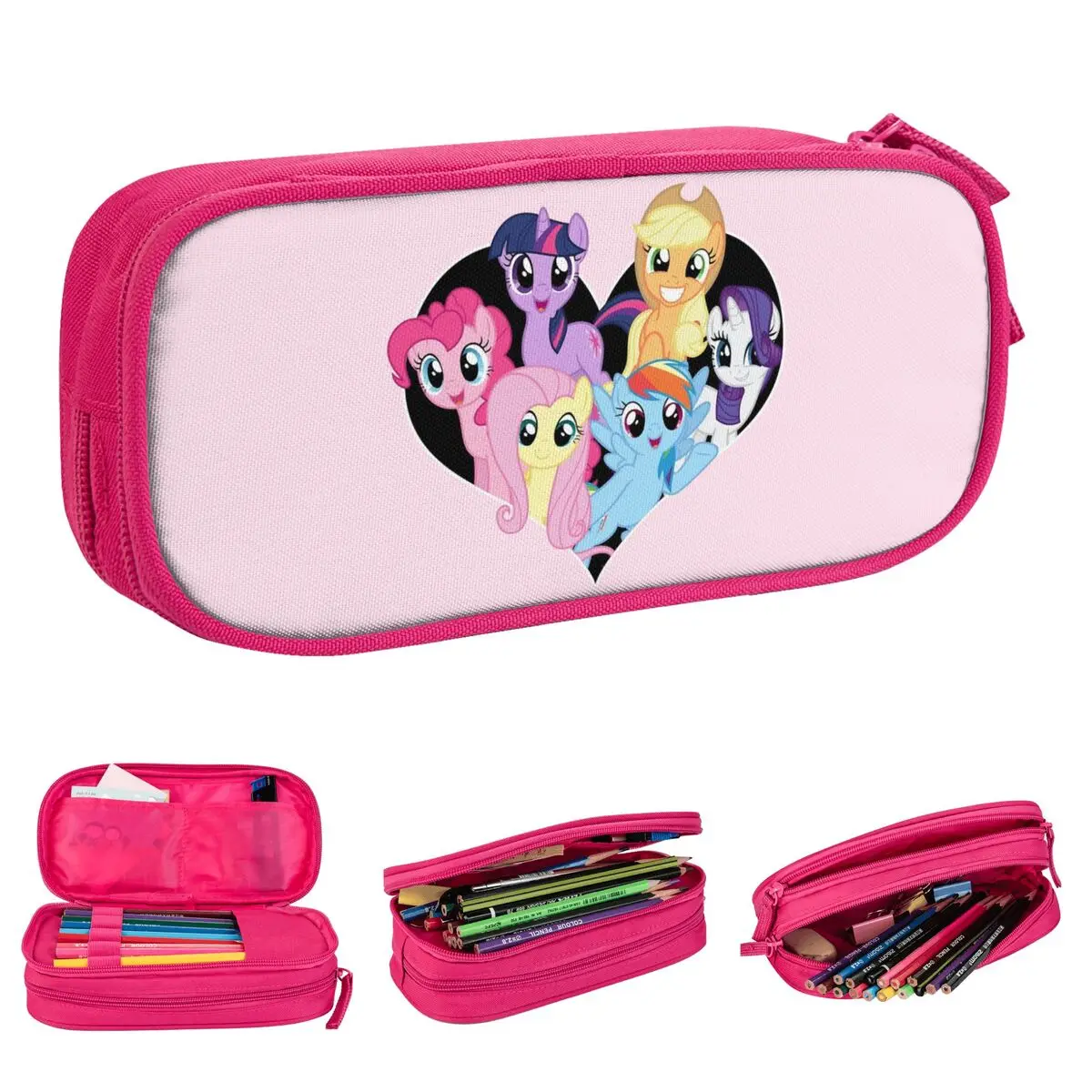 rainbow dash pinkie pie pencil cases mlp pen bolsa kids large storage presente de material escolar moda 01