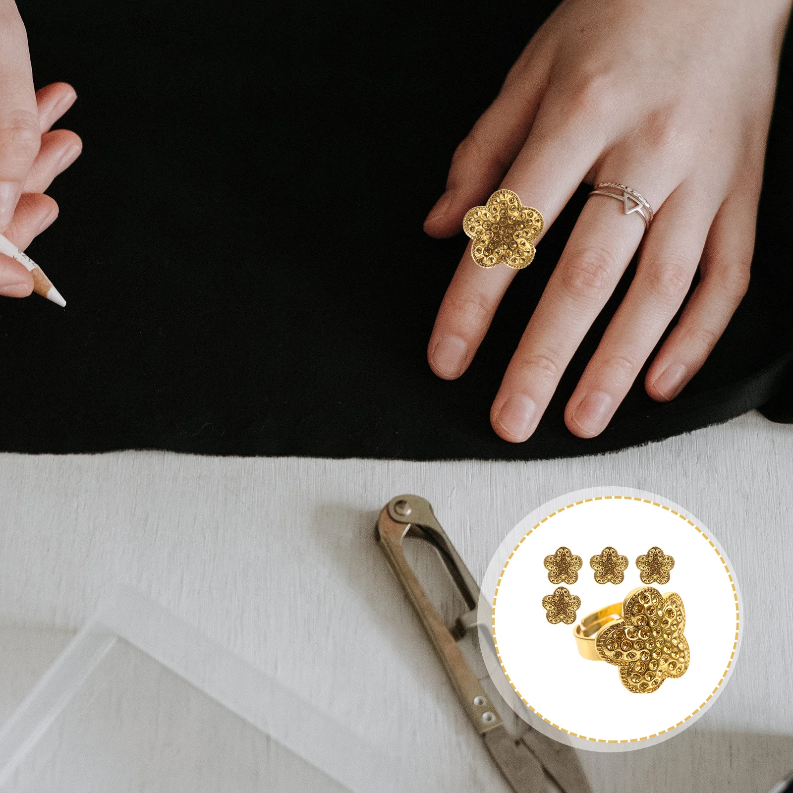 

5 Pcs Ring Thimble Sewing Finger Needle Guard Iron Seam Thimbles for Hand Quilting