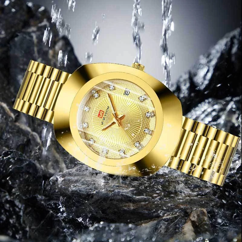 방수 럭셔리 커플 시계 골드 브랜드 남성 시계 스테인리스 스틸 팔찌 여성 시계 방수 다이아몬드 쿼츠 연인 선물