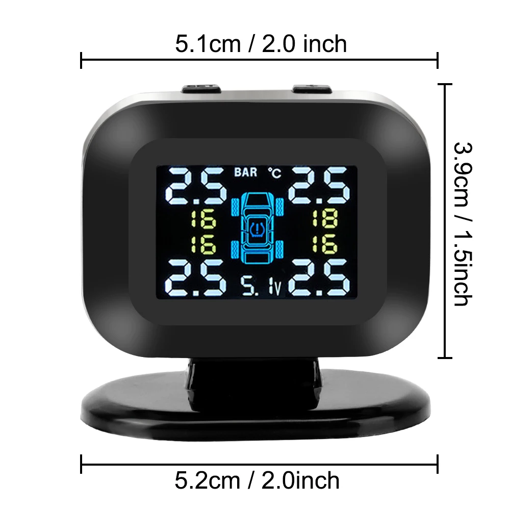 LCD Display Mini Car Tire Pressure Monitoring System Wireless Auto Security Alarm Systems USB TPMS With 4 Pcs External Sensor