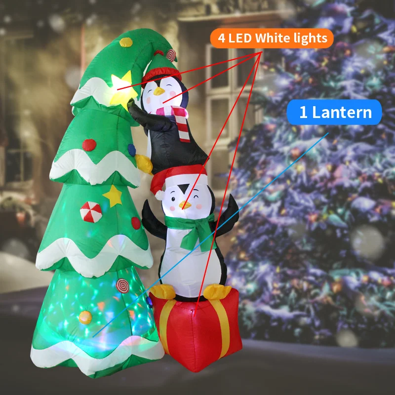 Inflatable Christmas Balloon Air Model with Rotating Lights,7 Feet,Christmas Tree,Penguin,Party Yard,Lawn Decoration,2.1m,New