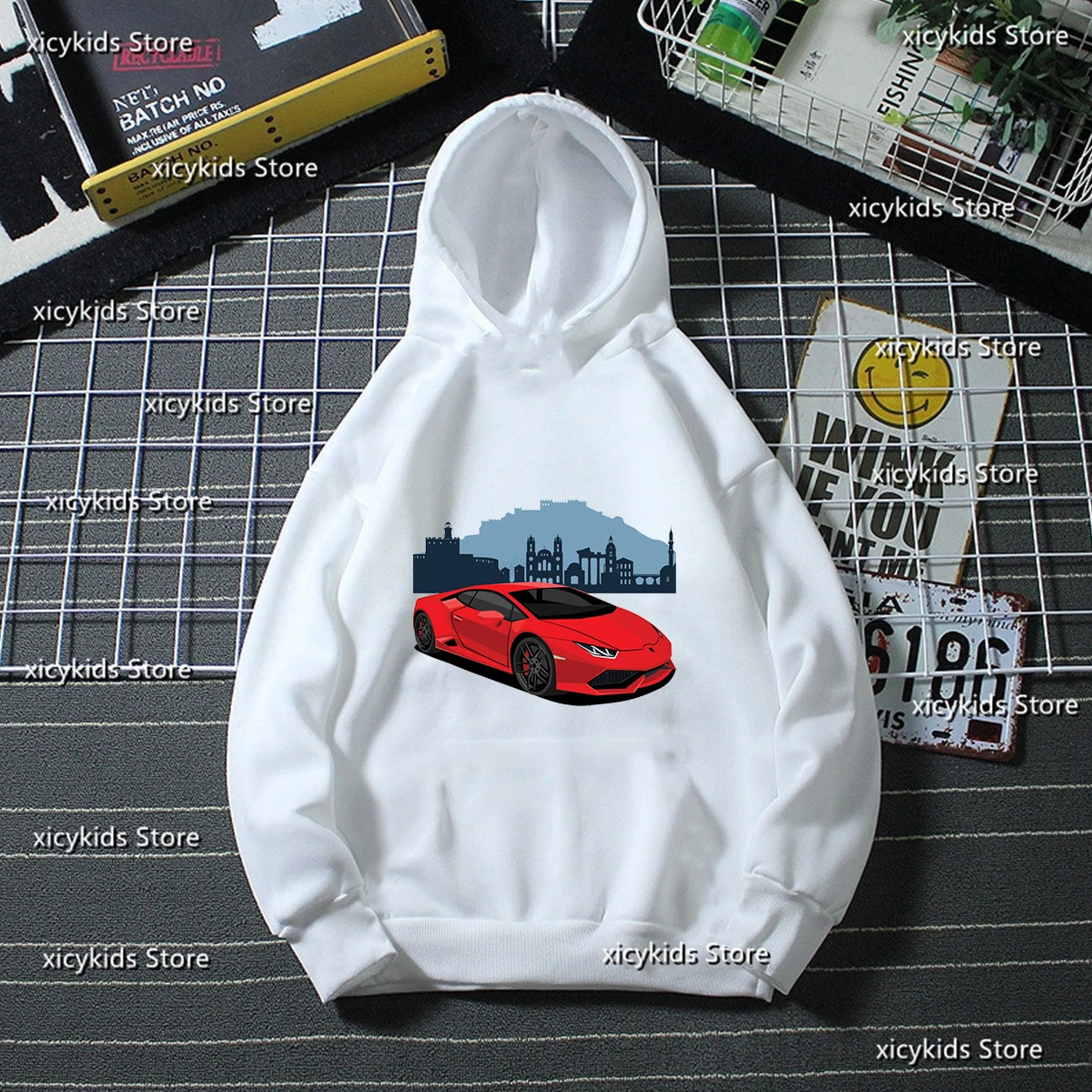 

New Boys Hoodies With Cool Car Cartoon Prints Kids Hoodies Fashion Autumn/Winter Plush Sportswear Jackets Cute Baby Hoodies