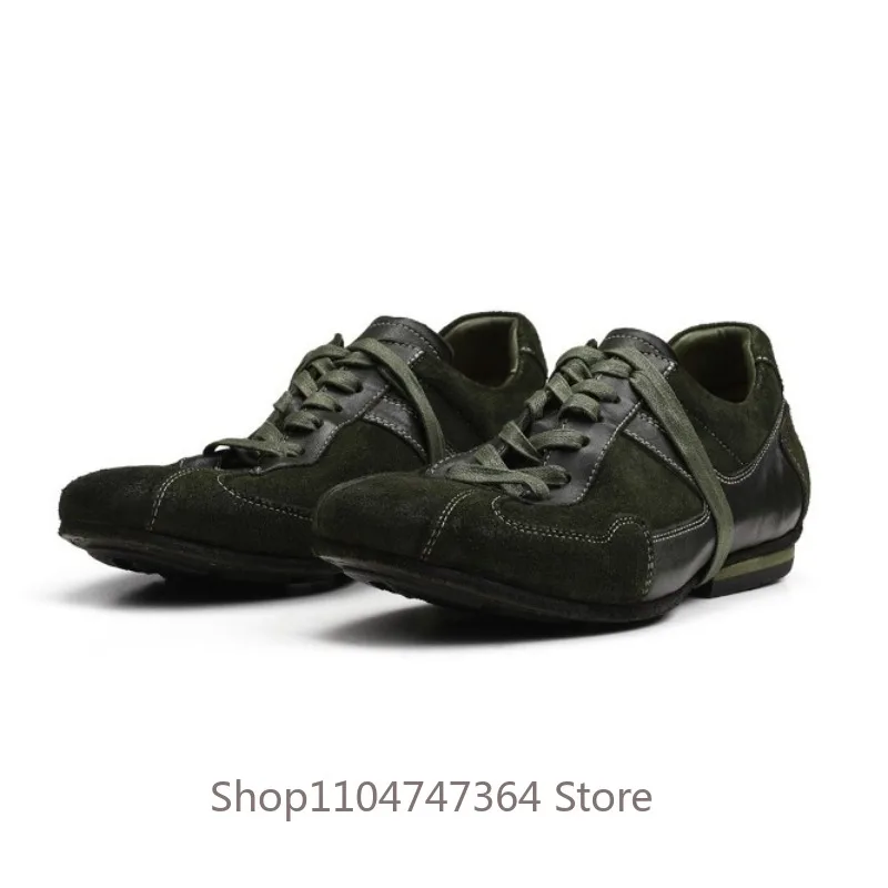 Vintage Washed Horsehide Sneakers Retro American Street Casual Training Shoes Men Genuine Leather Lace‑Up Low‑top Leather Shoes