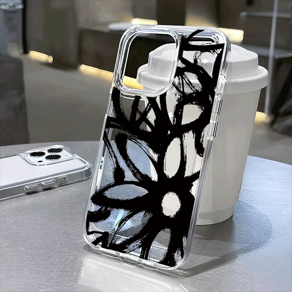 

The Black Art Flower Clear Case is available for iPhone 16, 16 Pro, 16 Pro Max, 16 Plus to iPhone 11, 12, 13, 14, and 15 series.