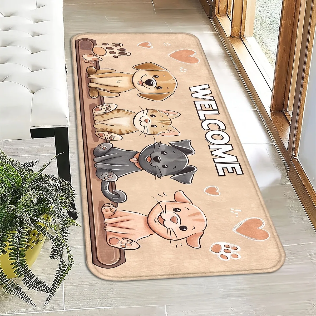 

1PC Cute Dogs and Cats Kitchen Rugs Non-Slip Door Mats Pop design Living room Rugs Bath Mat Carpet for Home Sink Laundry Decor