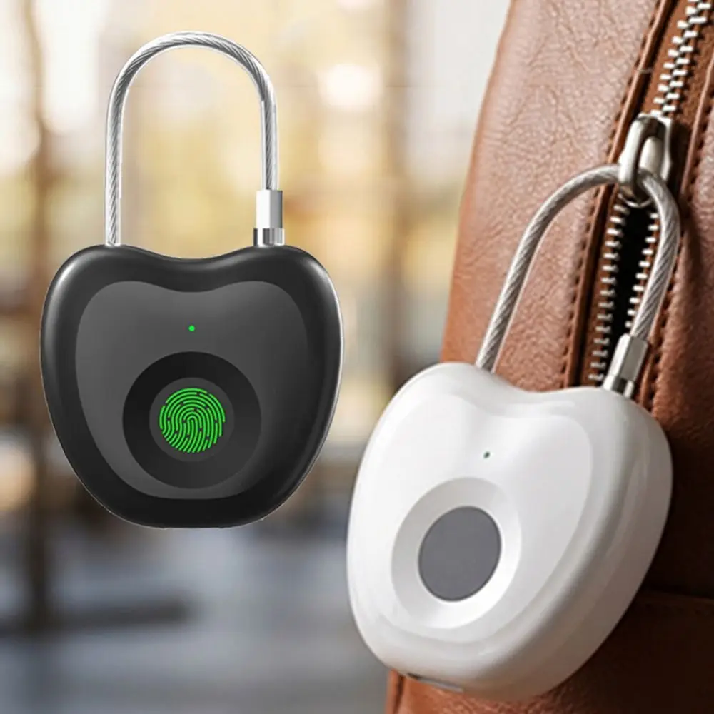 High Strength ABS Fingerprint Padlock Portable with Electronic Key Intelligent Luggage Lock Waterproof Security