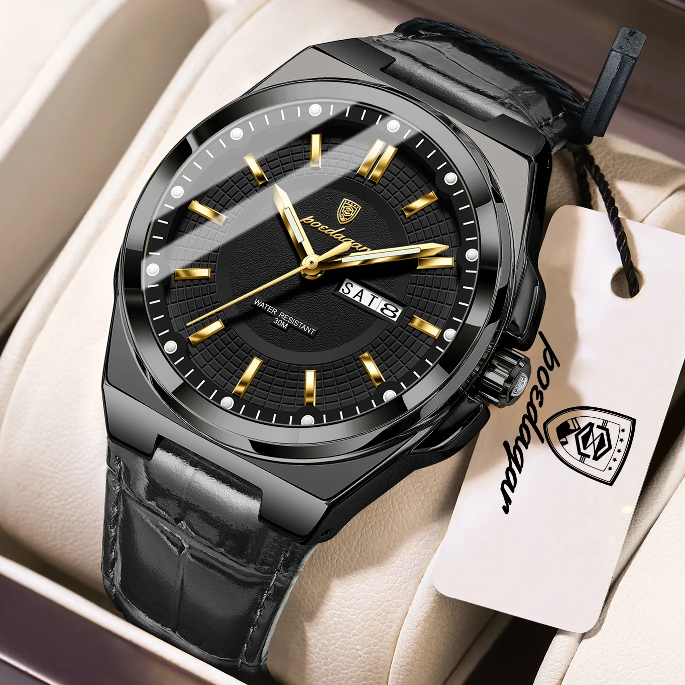 POEDAGAR Men's Waterproof Luminous Quartz Watch