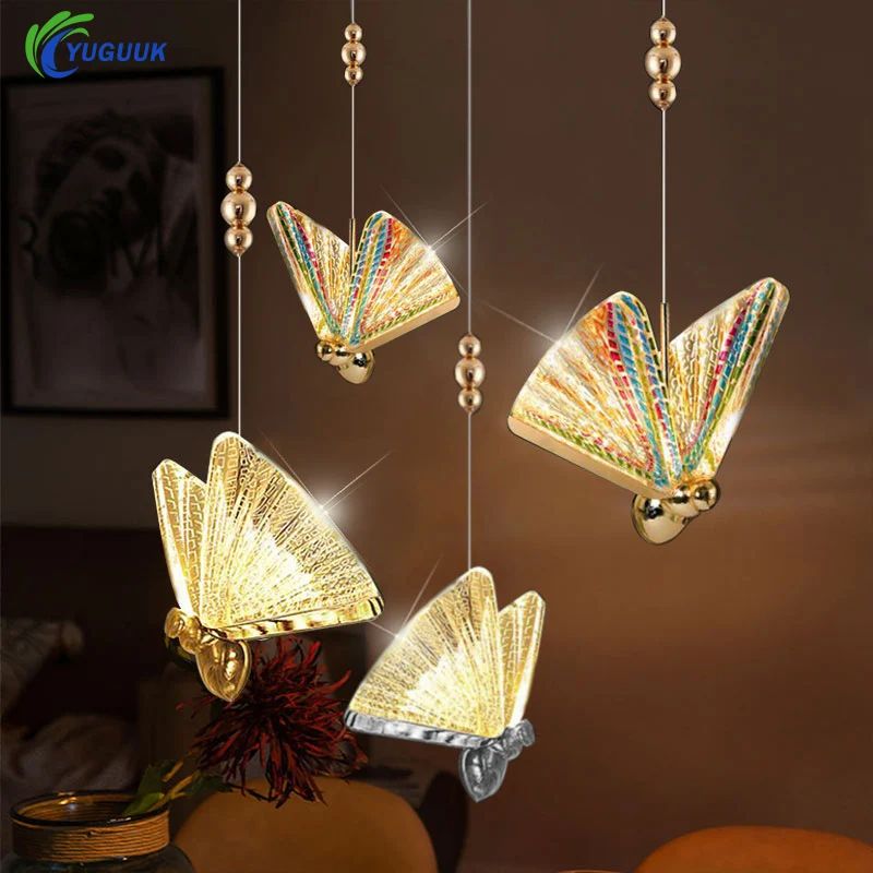 Modern Butterfly LED Pendant Light Indoor Lighting Bedside Led Lights For Home Decoration Staircase Bedroom Room Decor