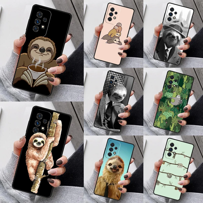 Cute Sloth Animals Phone Case For Samsung Galaxy S23 S21 S20 FE S24 S22 Ultra Note20 S10 S9 S8 Plus A40 A52 A12 A13 A53