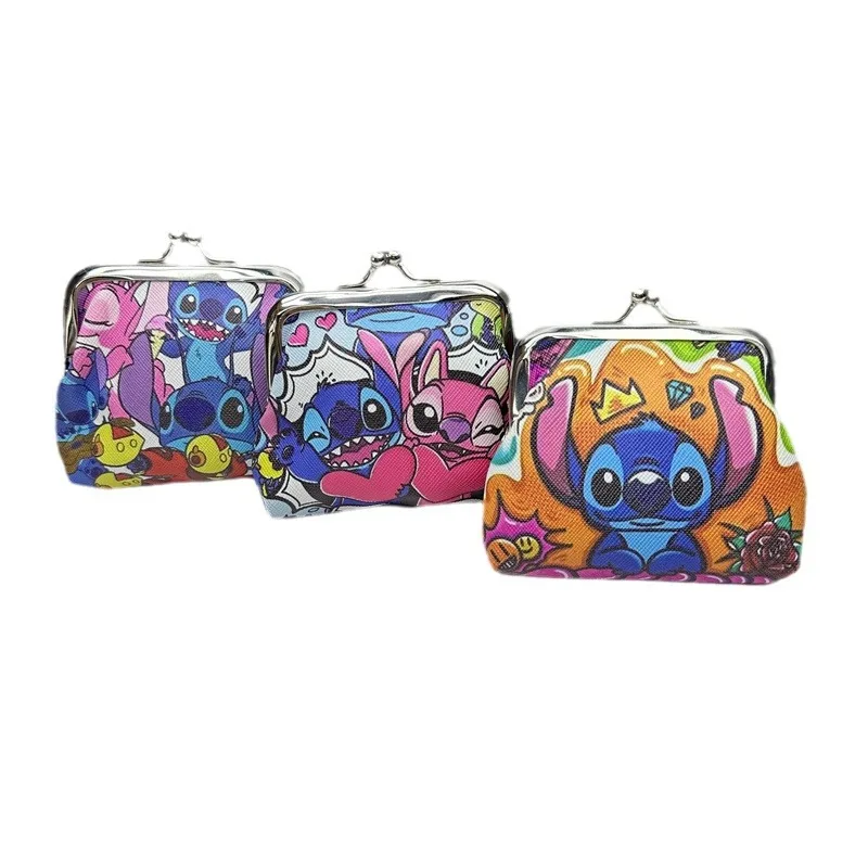 Disney-Bolsa de almacenamiento de monedas para mujer, Mini billetera con hebilla de Metal de Lilo y Stitch, para lápiz labial, auriculares, 1 piezas al azar