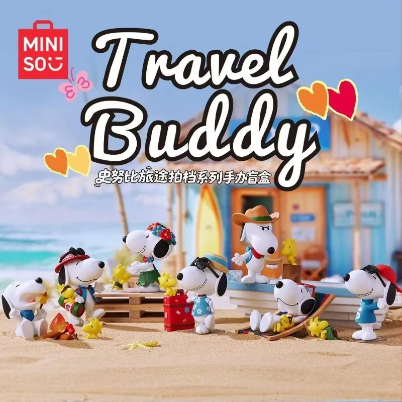 

Miniso натуральная серия Snoopy Travel Partner, фигурка, слепая коробка, модная игрушечная фигурка, милые декоративные настольные украшения, подарок для мальчика