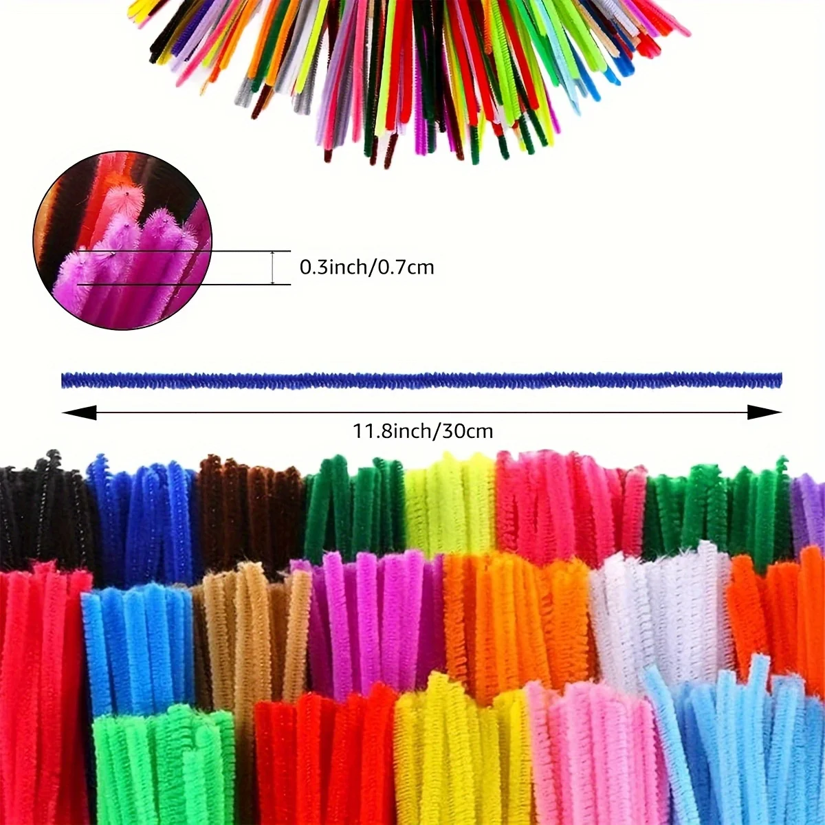 148/298/448Pcs 11.8 Inch Soft Bendable Craft Stems – 30 Assorted Color Pipe Cleaners, Bulk Art Supplies ZSY