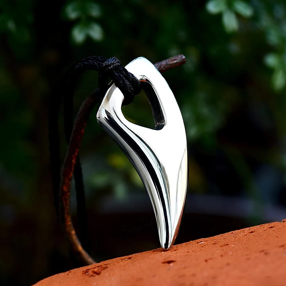 Image of Nordic Vikings Wolf Zahn Anhänger Halskette 316L Edelstahl Hip Hop Rock Mode Leder Seil Kette Schmuck Geschenke Großhandel