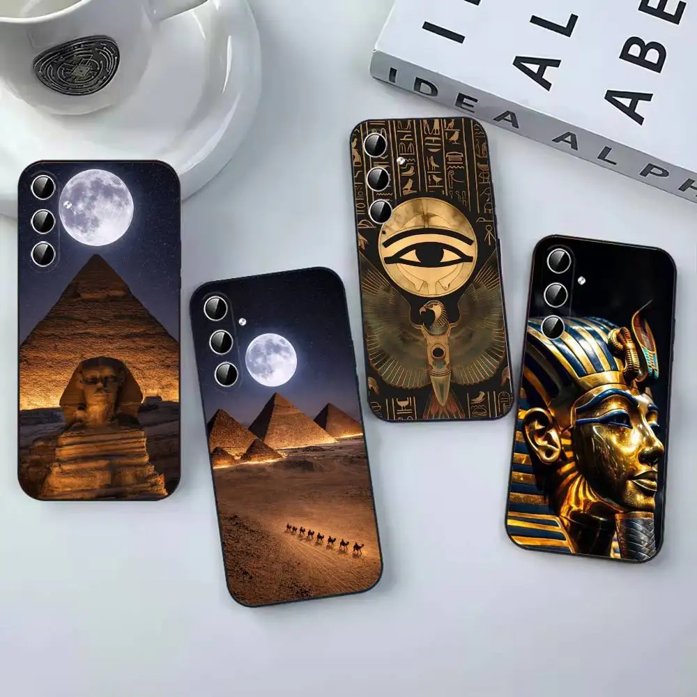 E-Egyptian Fashion Black coque Phone Case For Samsung Galaxy A12,22,32,52,53,71,73, Note9,10,20 Ultra