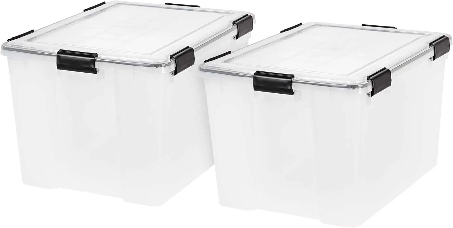 74 Qt. WEATHERPRO Plastic Storage Box with Durable Lid and Seal and Secure Latching Buckles - 2 Pack