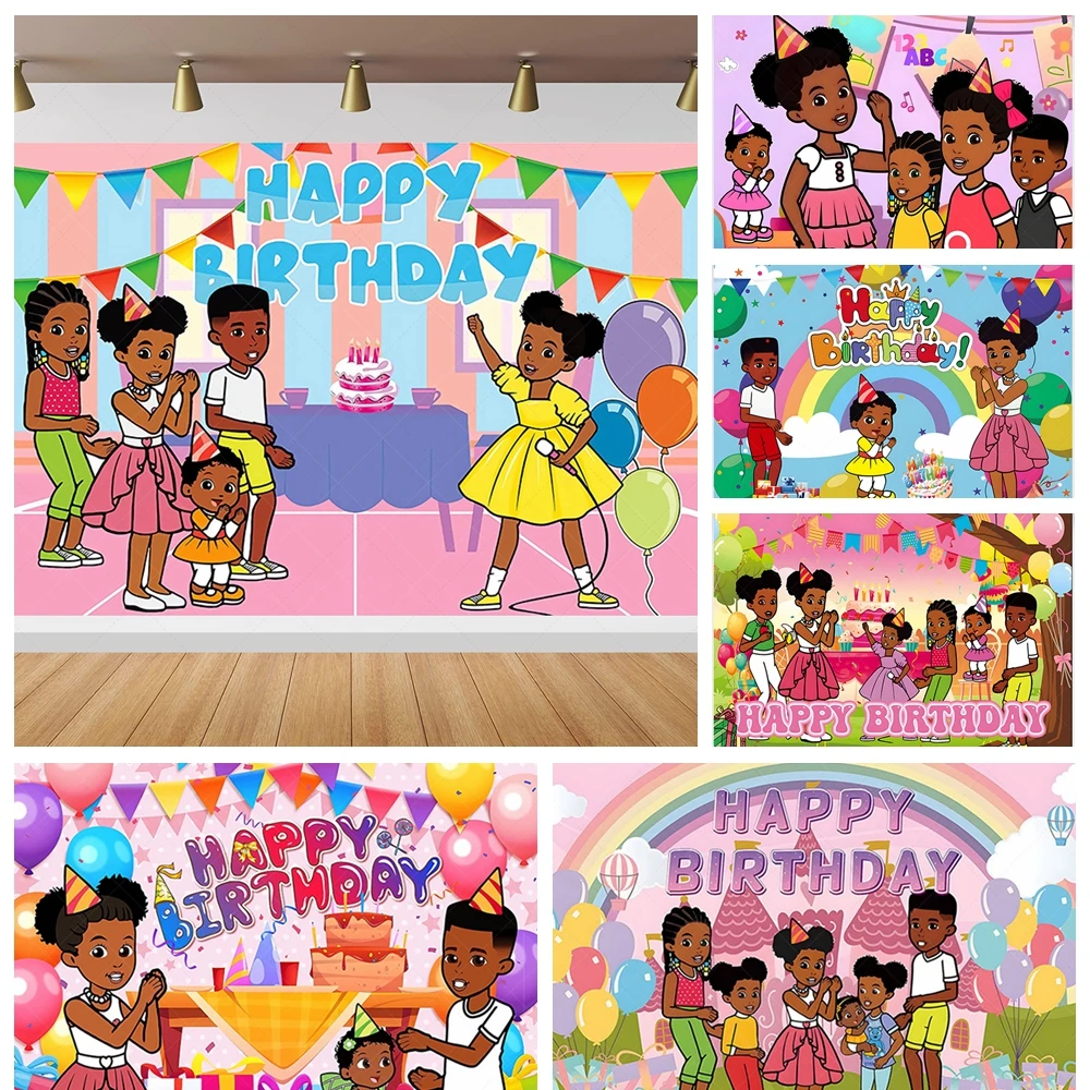 

Pink Black Girl Gracies Birthday Party Backdrop Photo Background Banner Kids 1st Birthday Baby Shower Decoration Gracies Corner