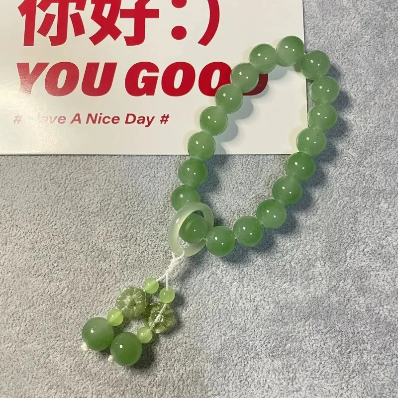 Peach Blossom Multicolor Glaze Hand-held Hand Twisted Rosary 18 Zi Antique Hand-held Soft Finger Twisted Play Piece for Unisex
