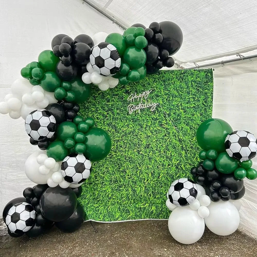 

129pcs Football Party Balloons Garland Arch Kit White Green Black Latex Ballon Boy Man Sports Party Birthday Party Decorations