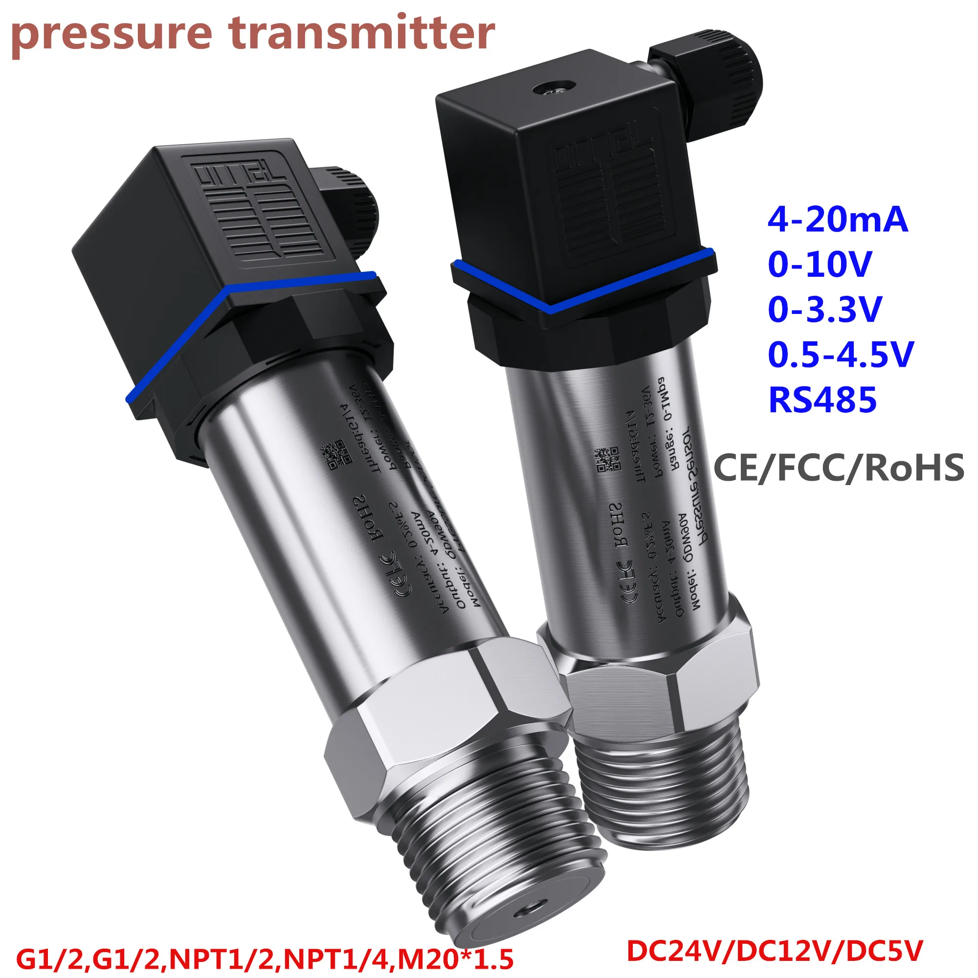 pressure transmitter 0-10V 4-20mA sensor 1bar 10bar 0.6Mpa 2.5Mpapressure transducer hydraulic 100bar 200bar sensor G1/2 G1/4