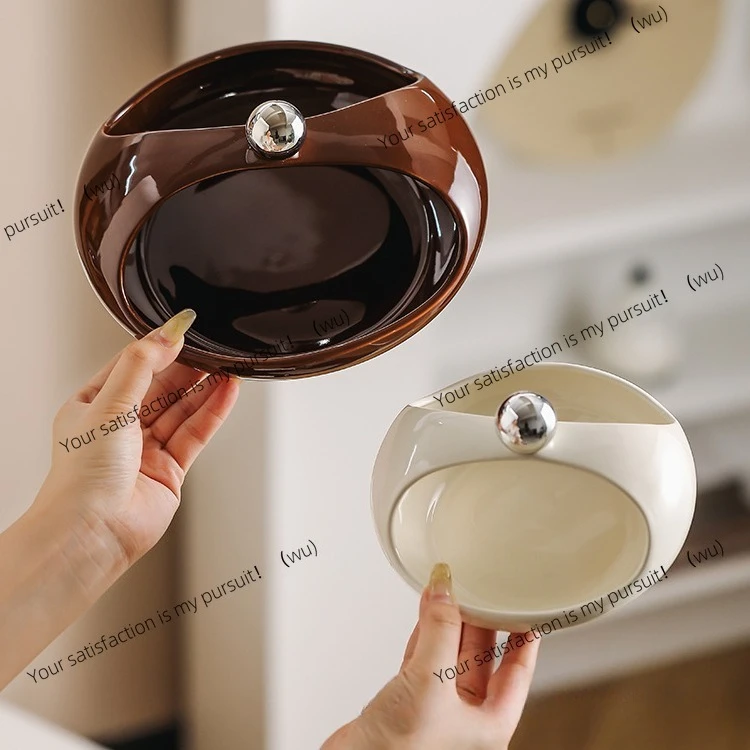 Ceramic fruit plate new high-value light luxury high-end home living room fruit snack candy plate exquisite fruit plate