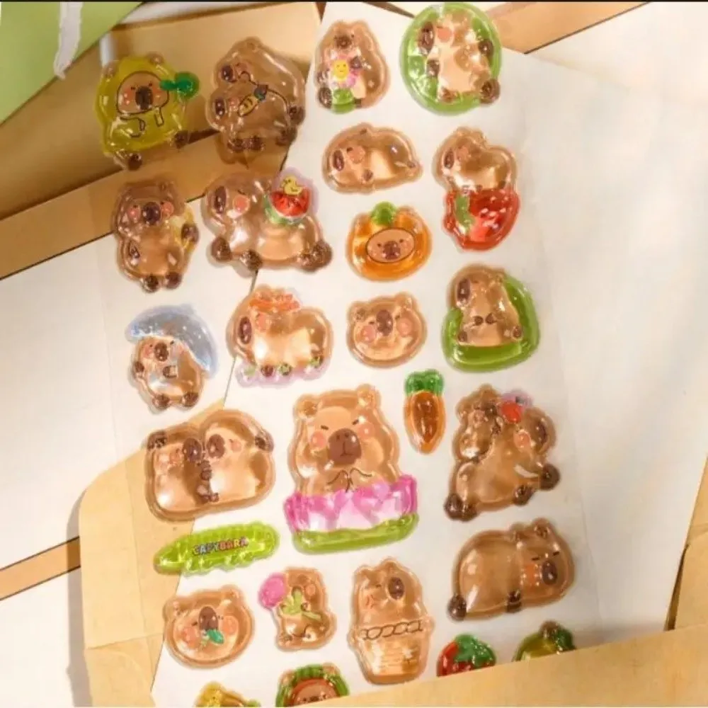 

Наклейки 3D с рельефным изображением мультяшной капибары, хрустальные, для украшения чашек, чехлов для телефонов, детские наградные наклейки, для скрапбукинга, DIY