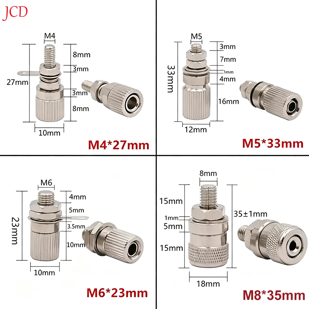1PC 4mm Banana Female Socket Wiring Terminal Connector Copper Nickel Plated M4 Speaker Amplifier High Current Grounding Column