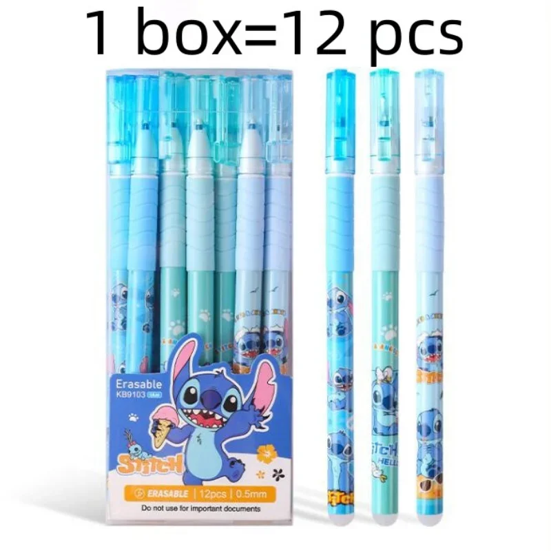12 قطعة/صندوق ليلو وستيتش قابل للمسح هلام القلم Kawaii أنيمي 0.5 مللي متر الحبر الأزرق مع لينة المطاط غمد توقيع أقلام القرطاسية الهدايا #6
