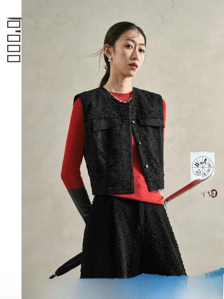 

Bla ort Jaet Vest Женская верхняя одежда, весна 2026, новинка Sle Little Fraance Wind Design, красивый женский топ