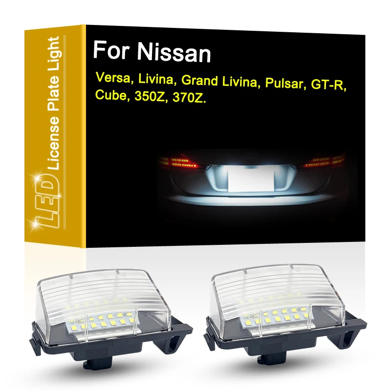 12V LED Number Plate Lamp For Nissan Versa Grand Livina Pulsar GT-R Cube 350Z 370Z Livina White License Plate Light Assembly