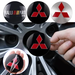 Roda Centro Hub Cap Adesivos, Emblema do carro, Auto Refit para Mitsubishi Ralliart Lancer EX Outlander Competição, 56mm, 60mm, 4Pcs