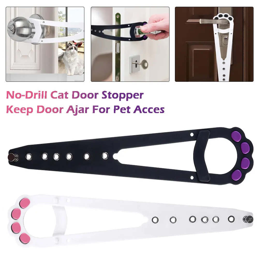 

Cat Door Holder Latch Adjustable Dog Door Stopper Elastic Gate Lock Flex Latch Strap Keep Dog Out From Entering Pet Gate Supply