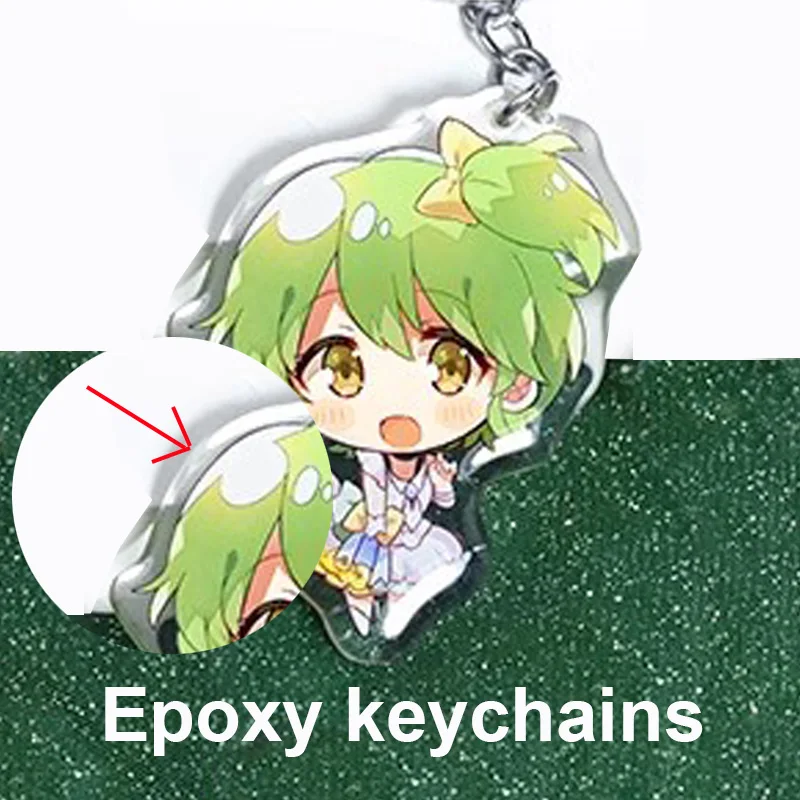 Custom Key chain Clear Acrylic Charm Cartoon Anime Customized Photo Holographic Cute Design Epoxy Star Film Key Chains For Gifts