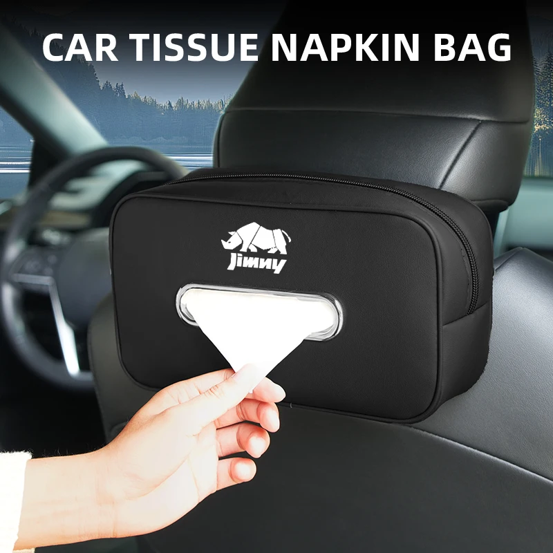 Car Seatback Tissue Box Leather Armrest Paper Case Tower Storage Bag Accessories For Suzuki Jimny Grand Vitara SX4 Swift Kizashi view 4