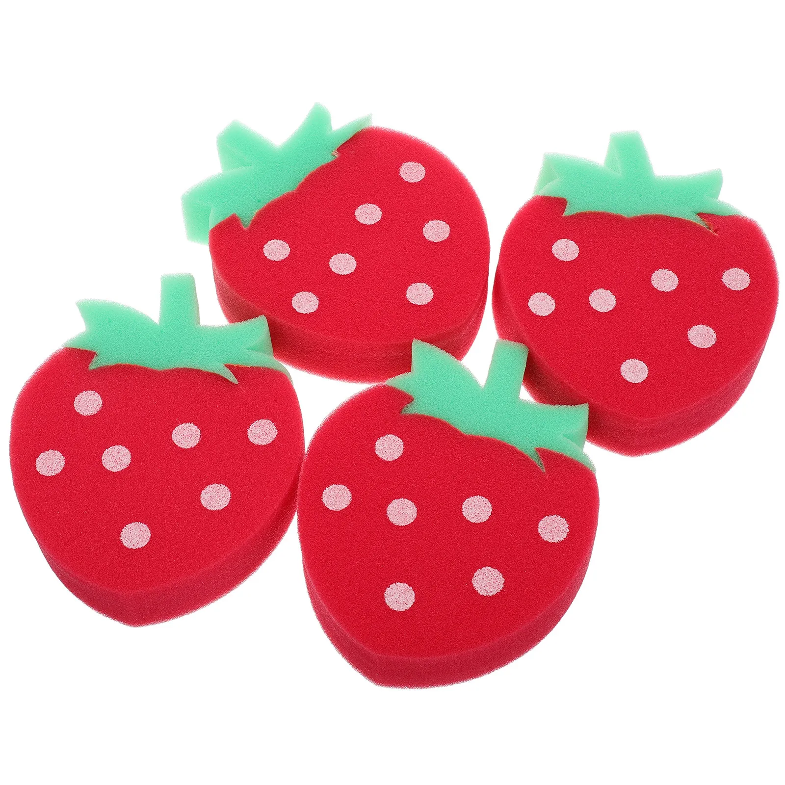 4Pcs Soft Strawberry Shaped Bath Sponge Brush for Children Exfoliating Shower Scrubber Toddler Bathing Tool Cute Fruit Design