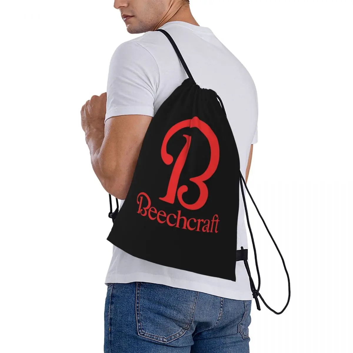 Beechcraft Aircraft Aviation Backpacks Fashion Drawstring Bags Sports Bag Book Bags for Man Woman School