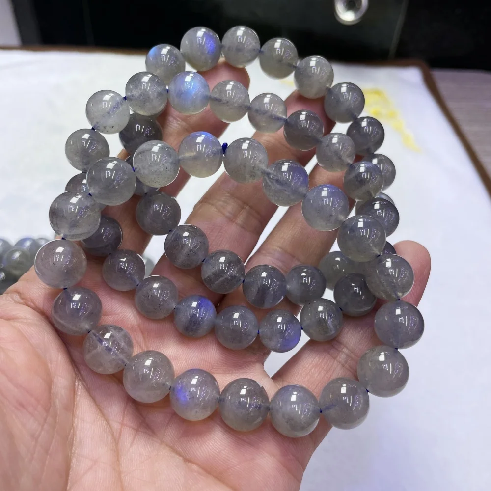Natural aaaa dominica larimar labradorite contas redondas pulseira, coragem e força, aliviar o estresse, jóias finas ﻿ Presente