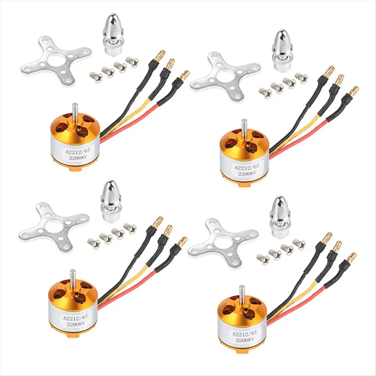 A59E 4 Pcs 2212 2200KV Brushless Motor with Mounts 6T for DIY RC Aircraft Plane Multi-Copter Quadcopter Drone
