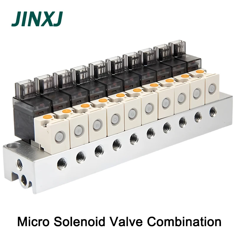 Miniature Pneumatic Solenoid Valve Combination Positive Pressure Negative Pressure Use 2/3 Way NC Valves Solenoid Valve Manifold