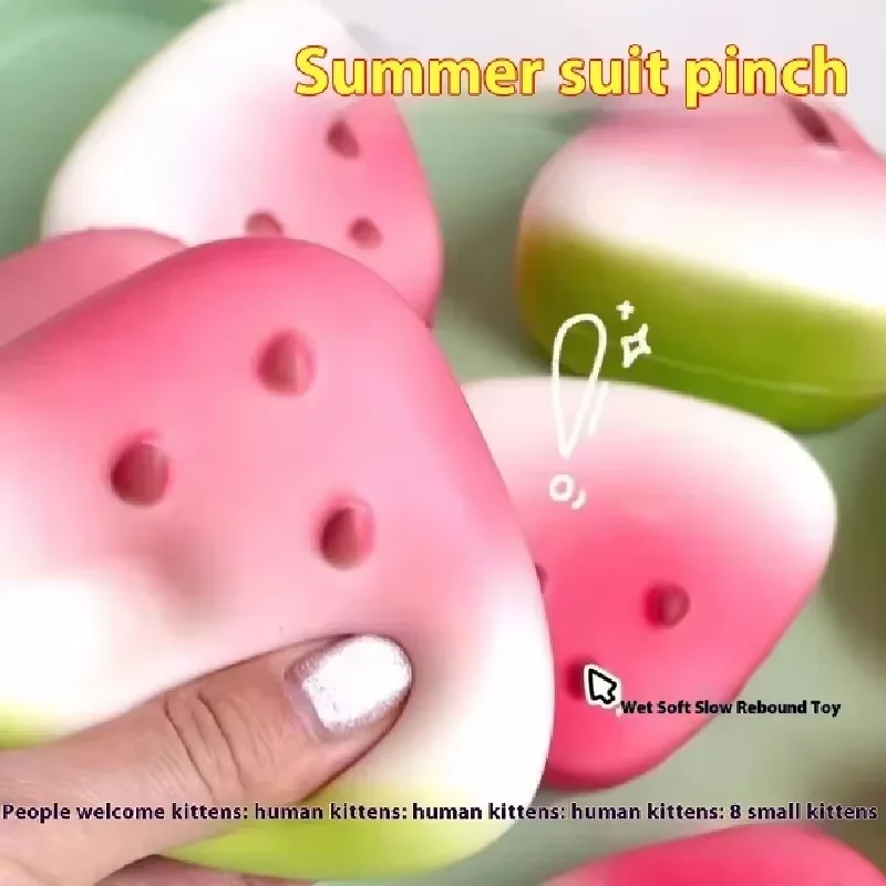 Wassermelone Squishy Fidget Toy Langsam steigende Frucht Stressabbau Anti-Angst Sensorisches Quetschspielzeug für Kinder und Erwachsene (Lustiges Geschenk)
