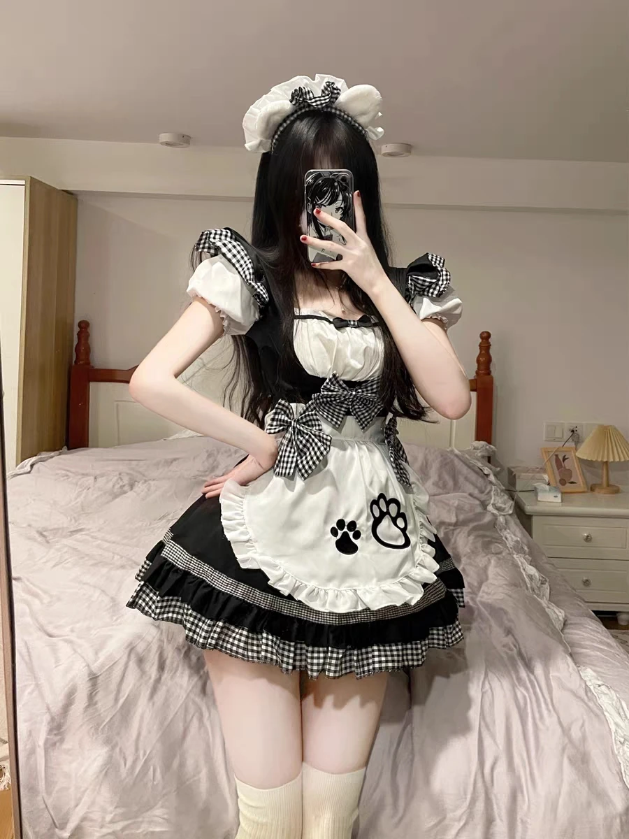 Japanese Korea Fashion Maid Costume Cute Soft Sister Cat Anime Lolita Cosplay Dress Anime Pink Sweet Student Party Outfits