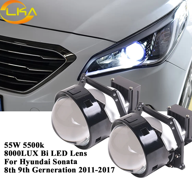 LKA 2PCS Bi LED Lenses for Car Headlights Auto Bi Ice Projector Lenses Hella 3r G5 Lense for Hyundai Sonata 8th 9th Generation