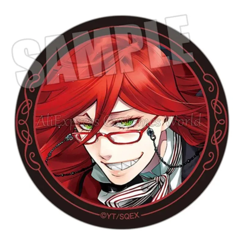 Anime Black Butler Grell Sutcliff Scarpe Cosplay Stivali rossi Distintivi e portachiavi gratuiti Halloween Grell Sutcliff Cos Accessori