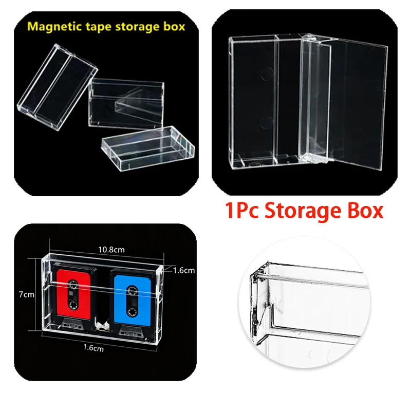 1 قطعة صندوق تخزين صندوق تخزين الصوت صندوق شفاف مقاوم للغبار تسجيل علبة كاسيت فارغة