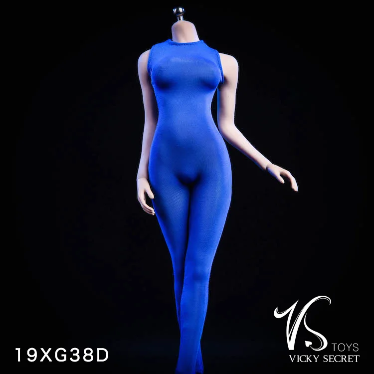 1/6 Scale Female Sexy 19XG38 19XG37 Tight Sleeveless long sleeves tights Jumpsuit BodySuit Black White Red Blue for 12''Action b