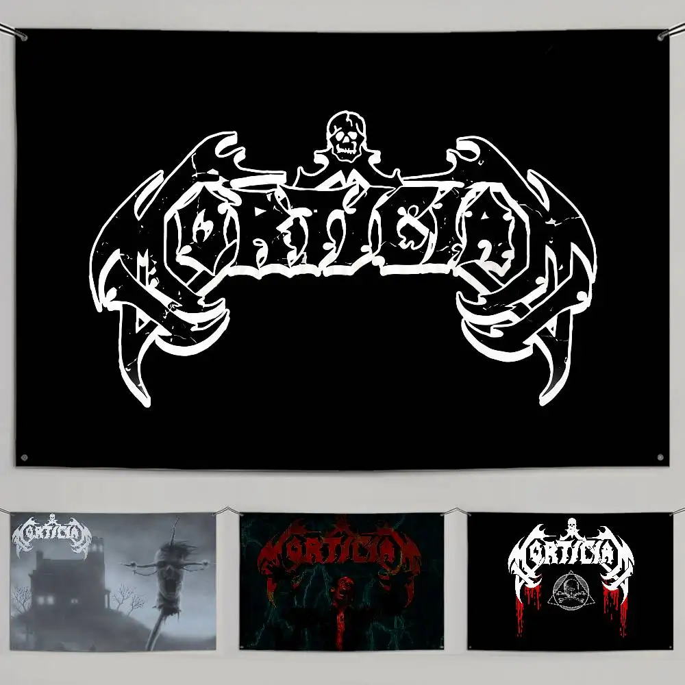 الثقيلة روك باند-M-M-Morticians العلم أعلام مخصصة الجدار شنقا نسيج في الهواء الطلق الزخرفية العلم خلفية بطانية #1
